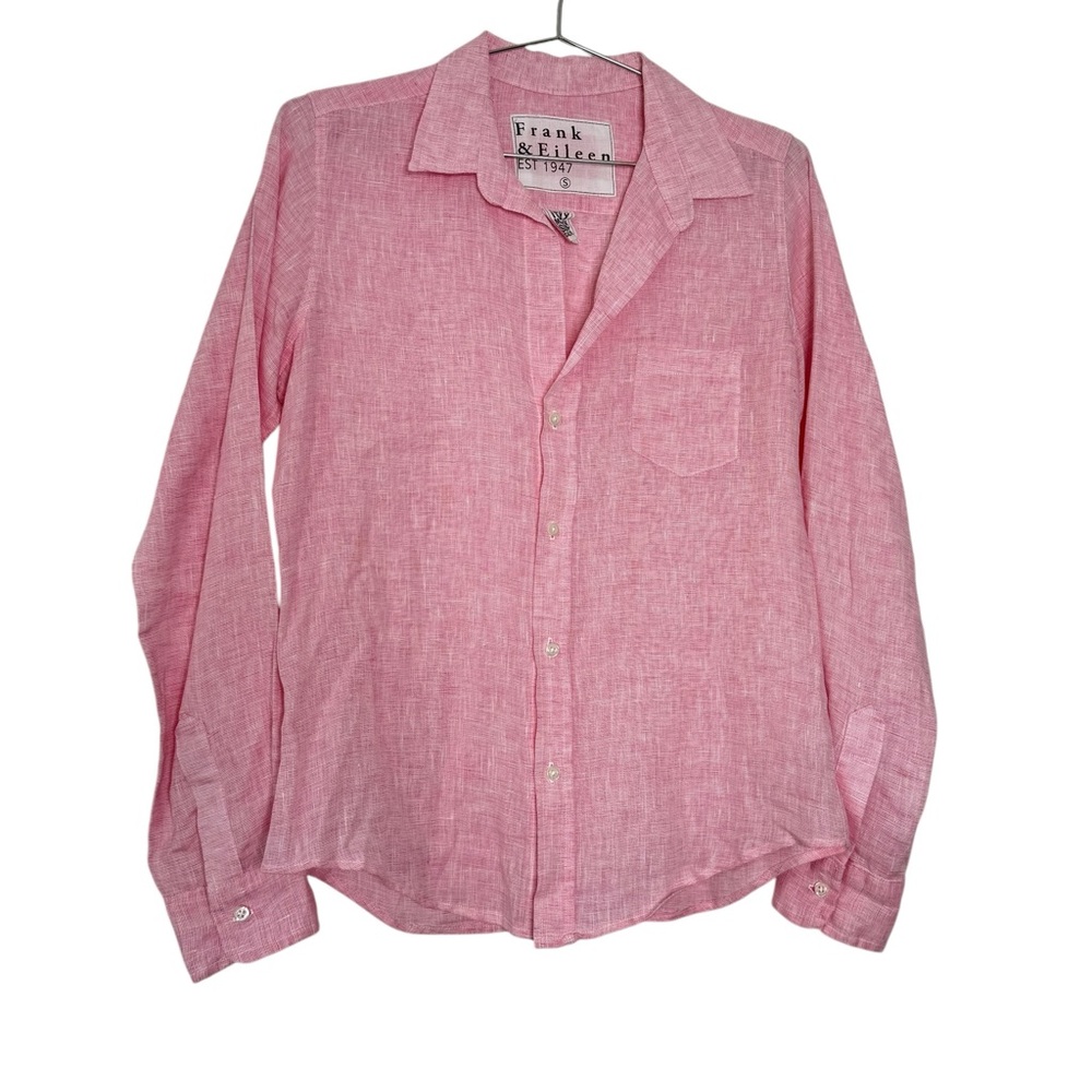 Frank & Eileen Relaxed Button Up Shirt Pink Linen